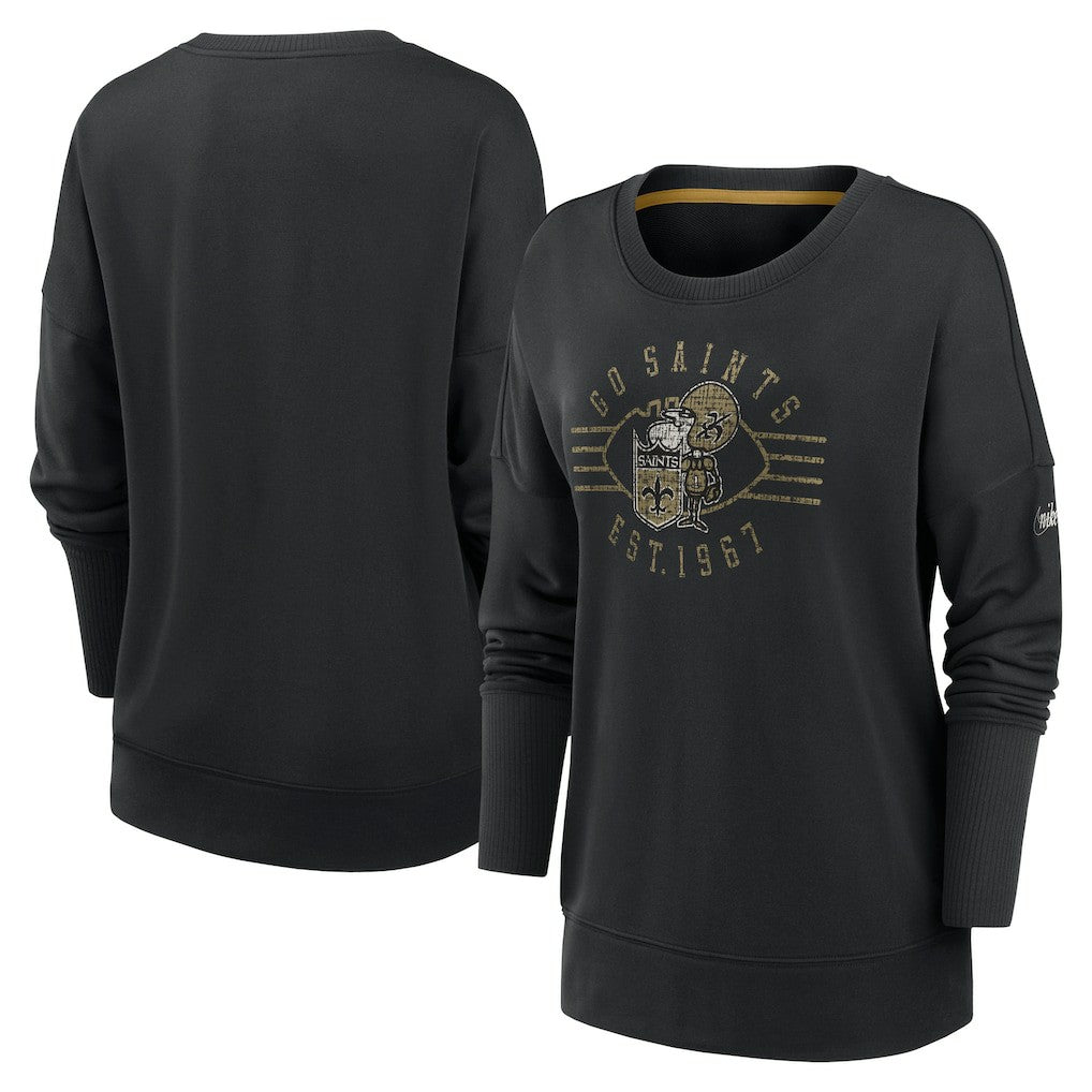 New Orleans Saints Nike Women's Rewind Playback Icon Performance Pullover Sweatshirt