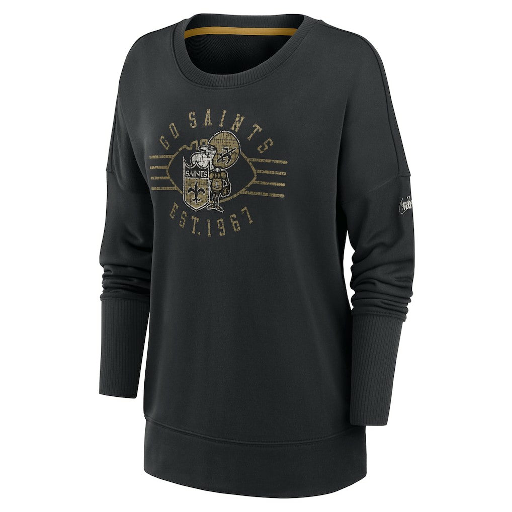 New Orleans Saints Nike Women's Rewind Playback Icon Performance Pullover Sweatshirt