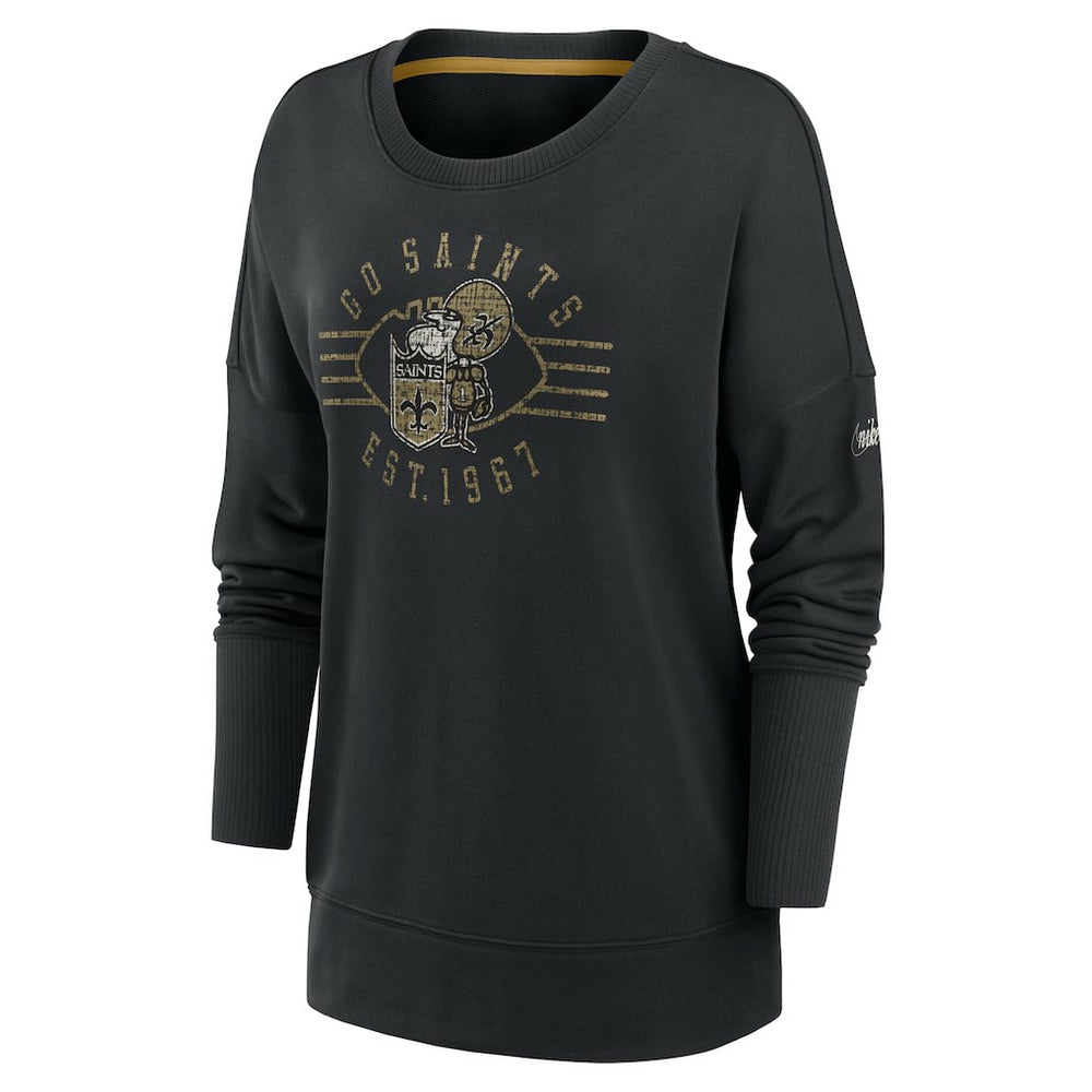 New Orleans Saints Nike Women's Rewind Playback Icon Performance Pullover Sweatshirt