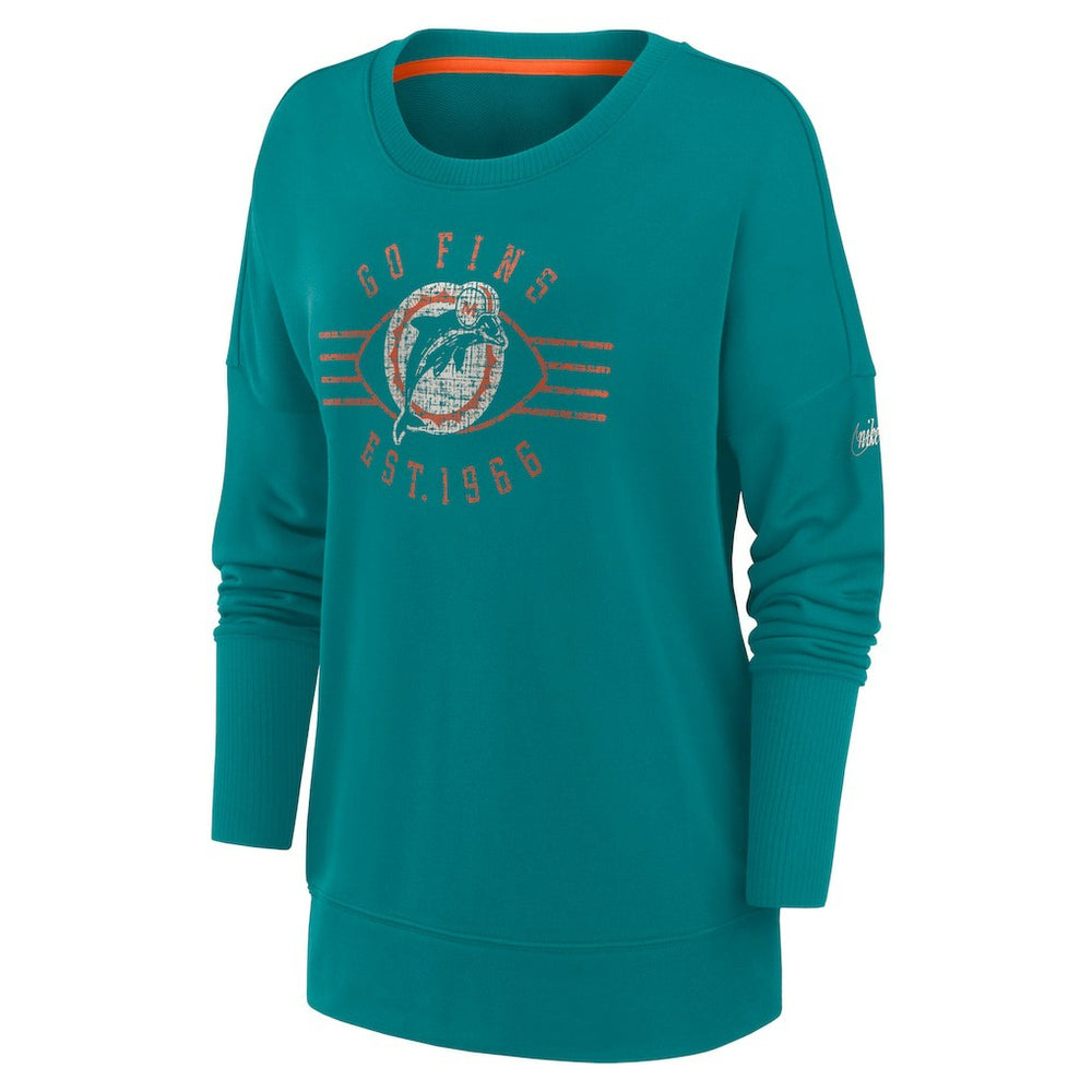 Miami Dolphins Nike Women's Rewind Playback Icon Performance Pullover Sweatshirt