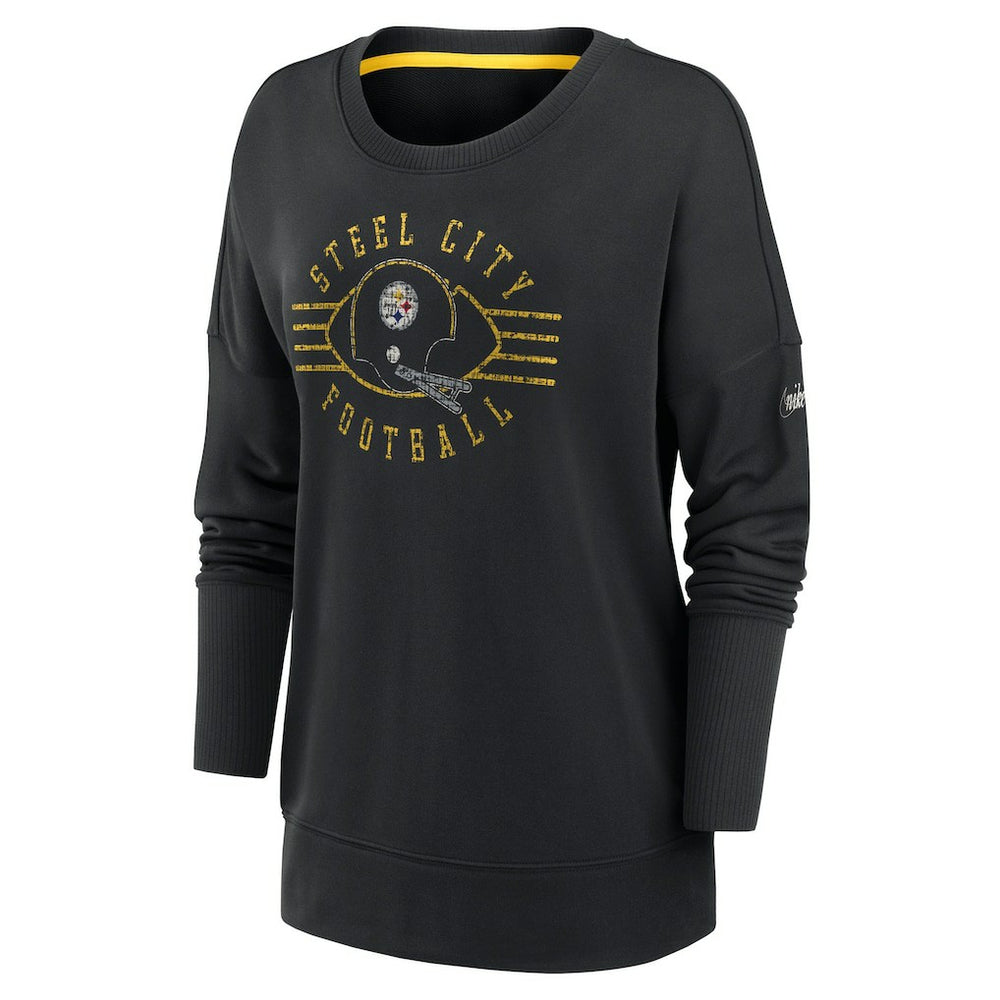 Pittsburgh Steelers Nike Women's Rewind Playback Icon Performance Pullover Sweatshirt