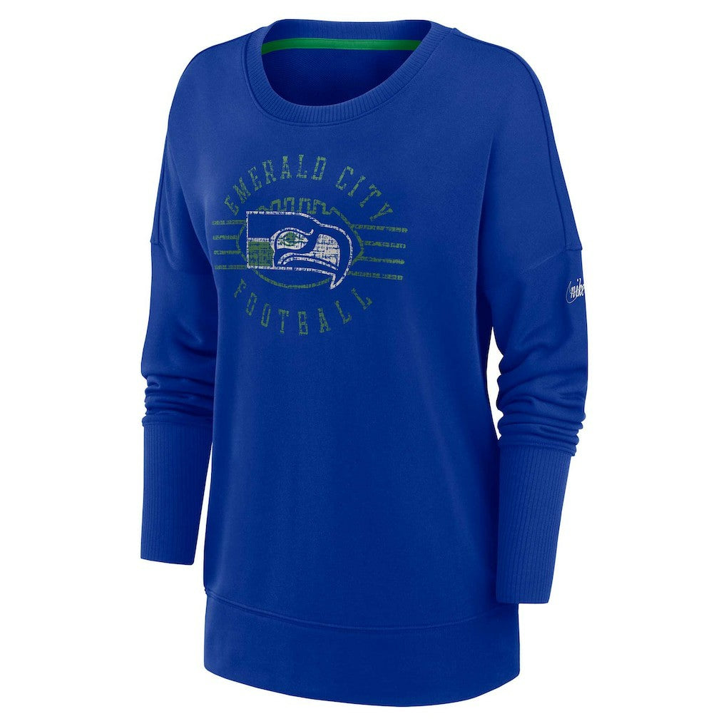 Seattle Seahawks Nike Women's Rewind Playback Icon Performance Pullover Sweatshirt