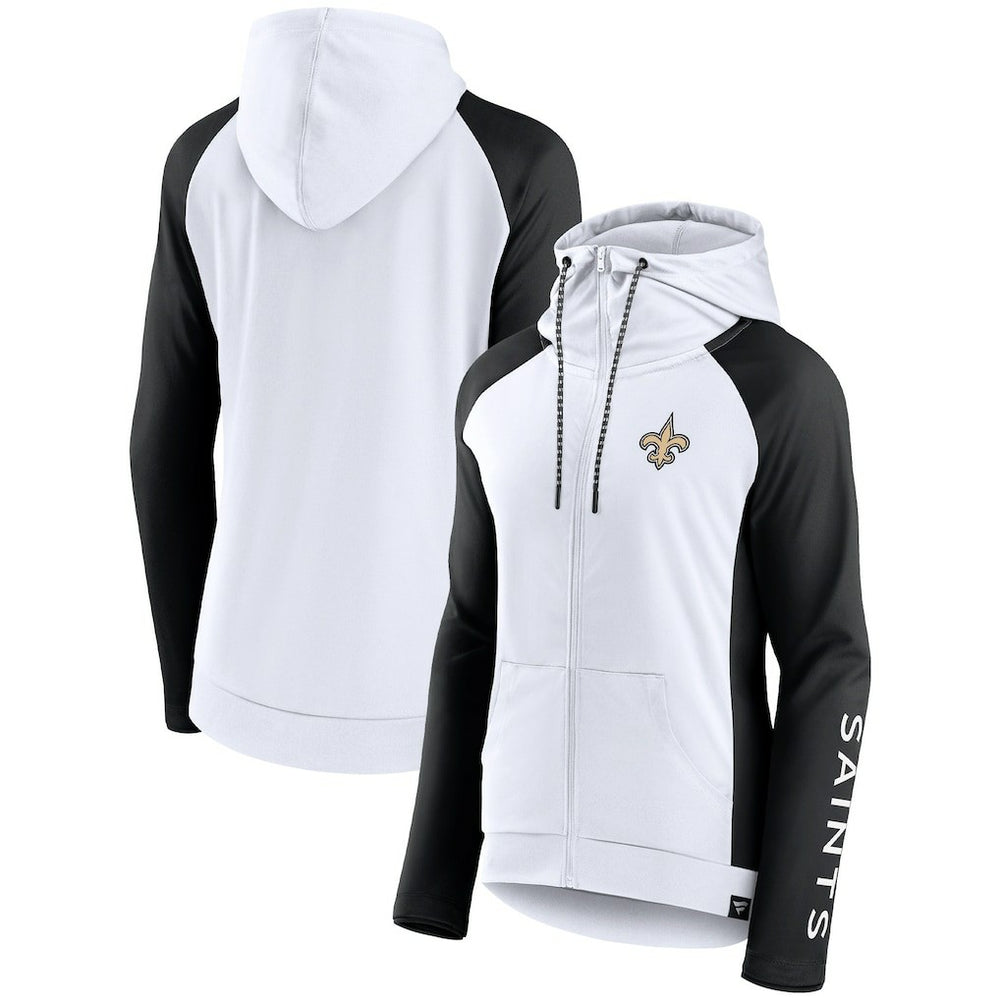 New Orleans Saints Fanatics Women's End Around Lightweight Raglan Full-Zip Hoodie Jacket