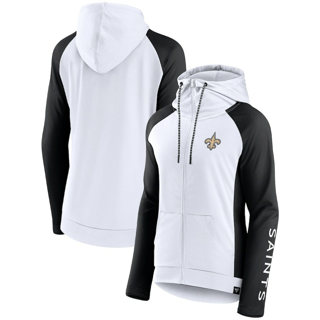 New Orleans Saints Fanatics Women's End Around Lightweight Raglan Full-Zip Hoodie Jacket