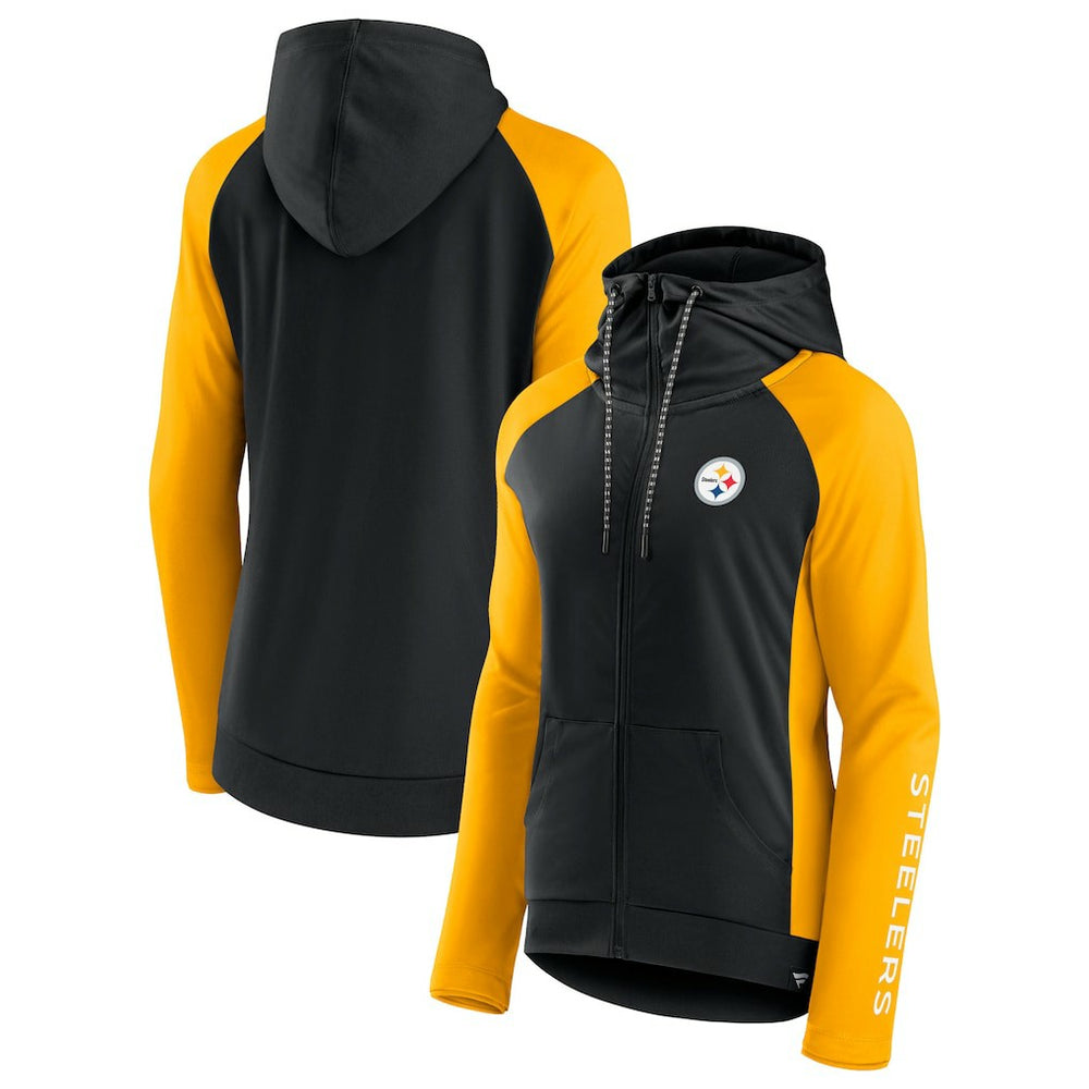 Pittsburgh Steelers Fanatics Women's End Around Lightweight Raglan Full-Zip Hoodie Jacket