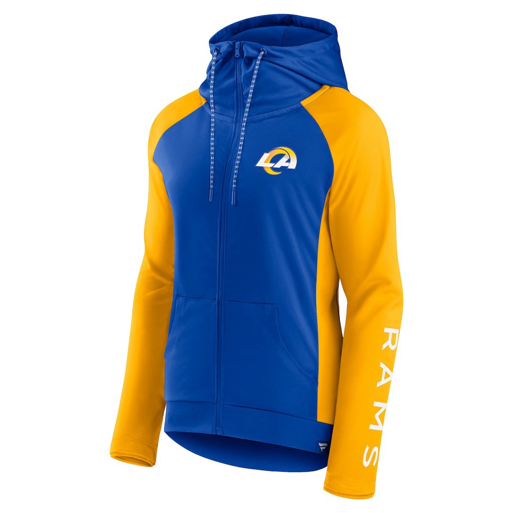 Los Angeles Rams Fanatics Women's End Around Lightweight Raglan Full-Zip Hoodie Jacket