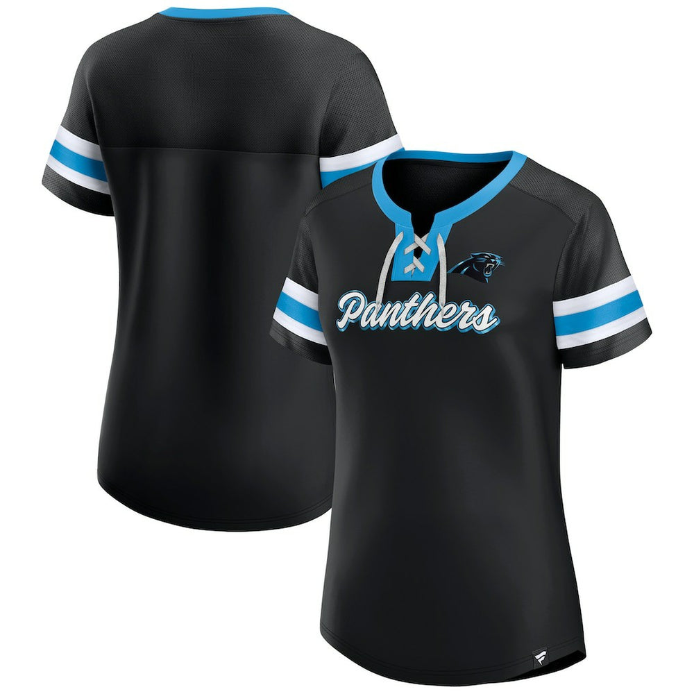 Carolina Panthers Fanatics Women's Original State Lace-Up T-Shirt