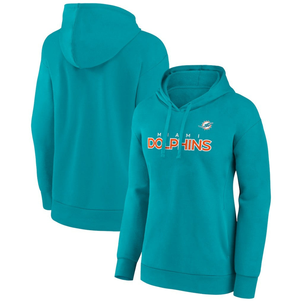 Miami Dolphins Fanatics Women's Iconic Cotton Fleece Checklist Pullover Hoodie