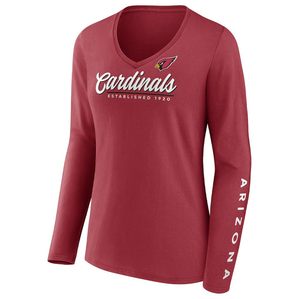 Arizona Cardinals Fanatics Women's Drive Forward V-Neck Long Sleeve T-Shirt