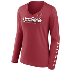 Arizona Cardinals Fanatics Women's Drive Forward V-Neck Long Sleeve T-Shirt
