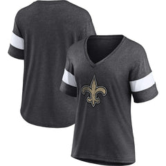 New Orleans Saints Fanatics Women's Distressed Team Tri-Blend V-Neck T-Shirt