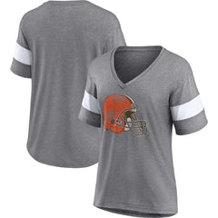 Cleveland Browns Fanatics Women's Distressed Team Tri-Blend V-Neck T-Shirt