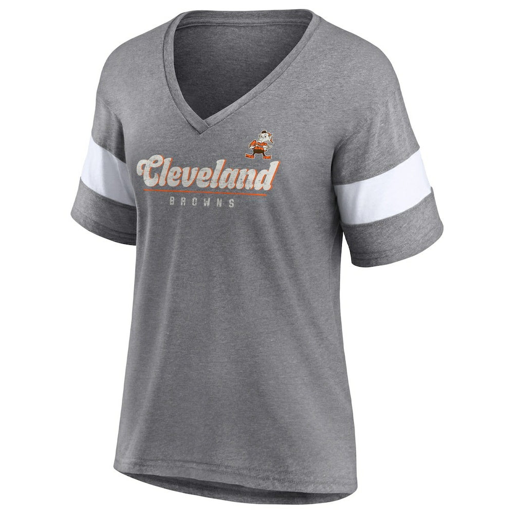Cleveland Browns Fanatics Women's Give It All Half-Sleeve Tri-Blend V-Neck T-Shirt