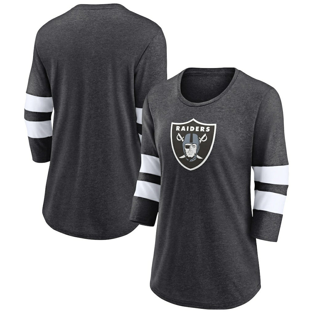 Las Vegas Raiders Fanatics Women's Primary Logo 3/4 Sleeve Scoop Neck T-Shirt