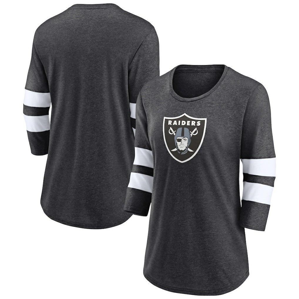 Las Vegas Raiders Fanatics Women's Primary Logo 3/4 Sleeve Scoop Neck T-Shirt