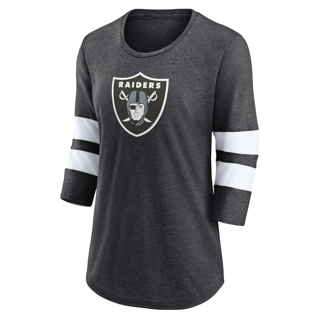 Las Vegas Raiders Fanatics Women's Primary Logo 3/4 Sleeve Scoop Neck T-Shirt