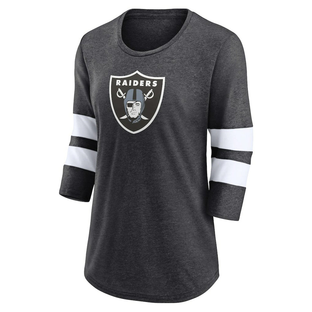 Las Vegas Raiders Fanatics Women's Primary Logo 3/4 Sleeve Scoop Neck T-Shirt