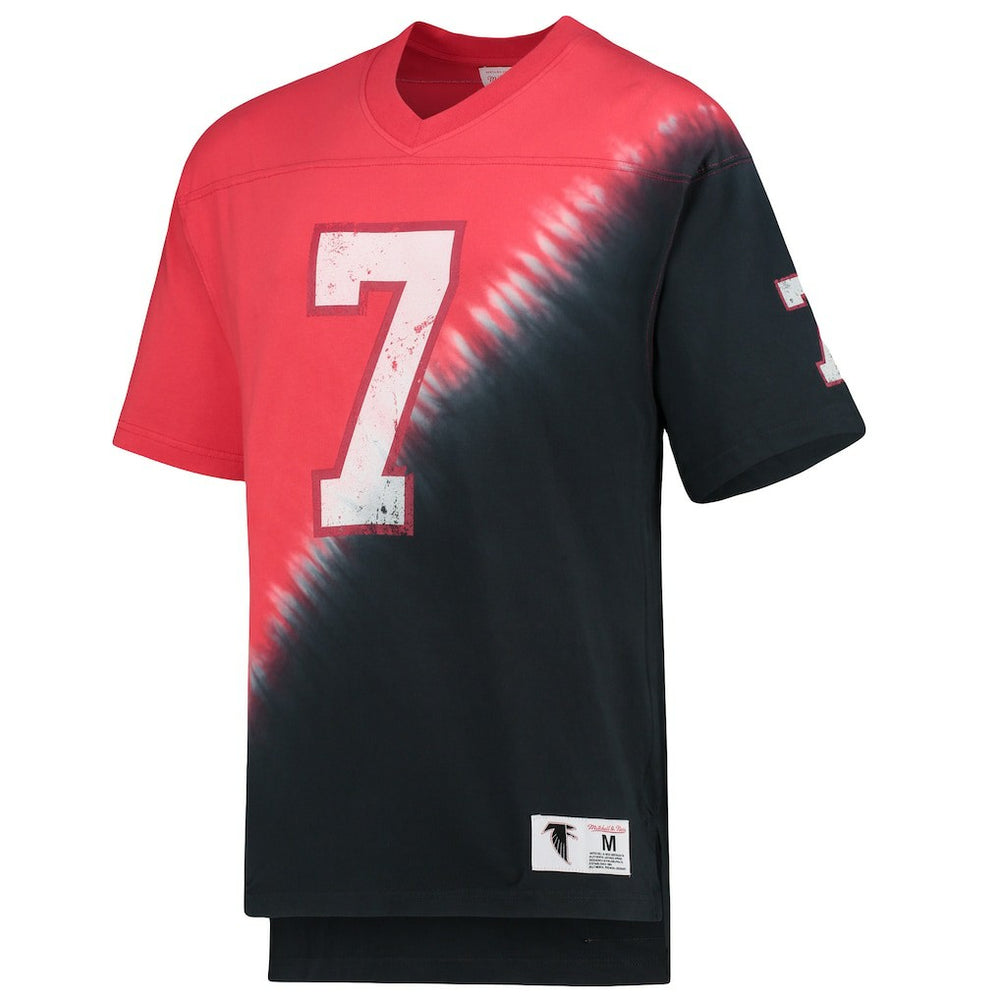 Atlanta Falcons Mitchell & Ness Michael Vick  Retired Player Name & Number Diagonal Tie-Dye V-Neck T-Shirt