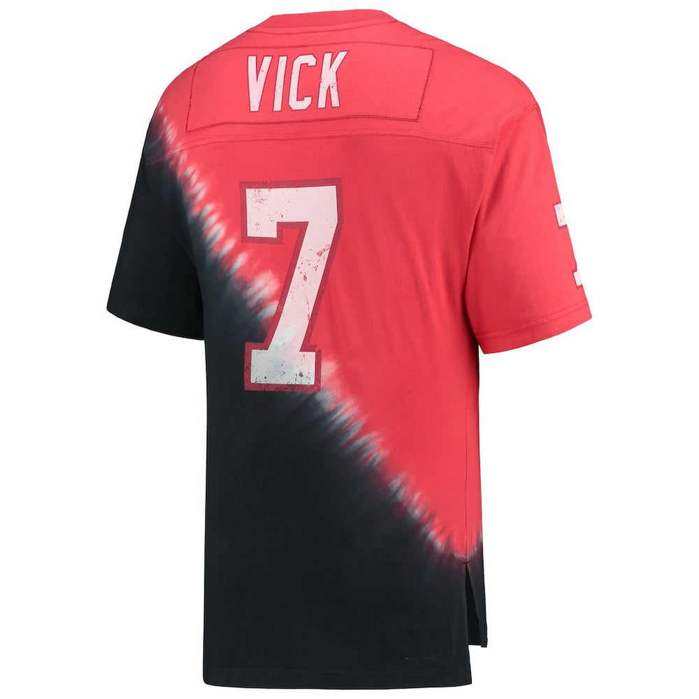 Atlanta Falcons Mitchell & Ness Michael Vick  Retired Player Name & Number Diagonal Tie-Dye V-Neck T-Shirt