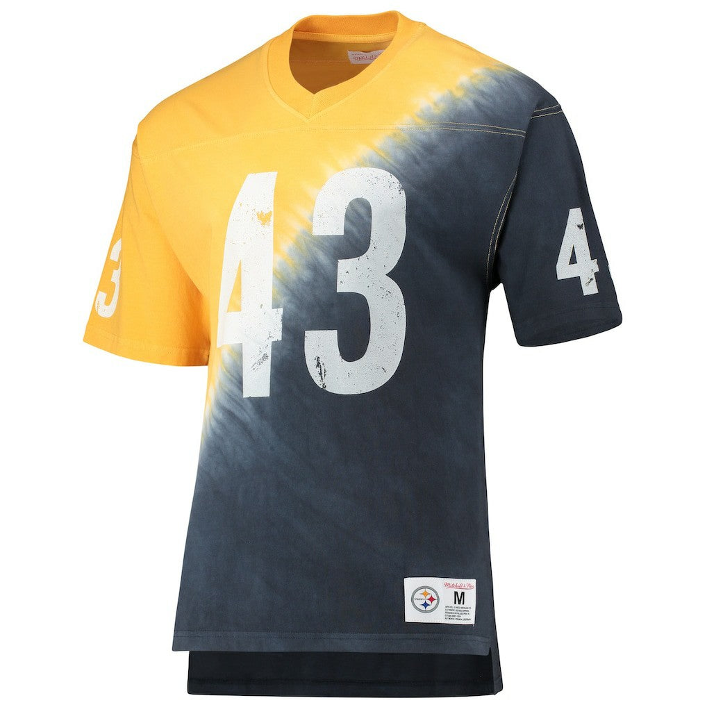 Pittsburgh Steelers Mitchell & Ness Troy Polamalu  Retired Player Name & Number Diagonal Tie-Dye V-Neck T-Shirt