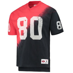 San Francisco 49ers Mitchell & Ness Jerry Rice  Retired Player Name & Number Diagonal Tie-Dye V-Neck T-Shirt