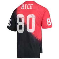 San Francisco 49ers Mitchell & Ness Jerry Rice  Retired Player Name & Number Diagonal Tie-Dye V-Neck T-Shirt
