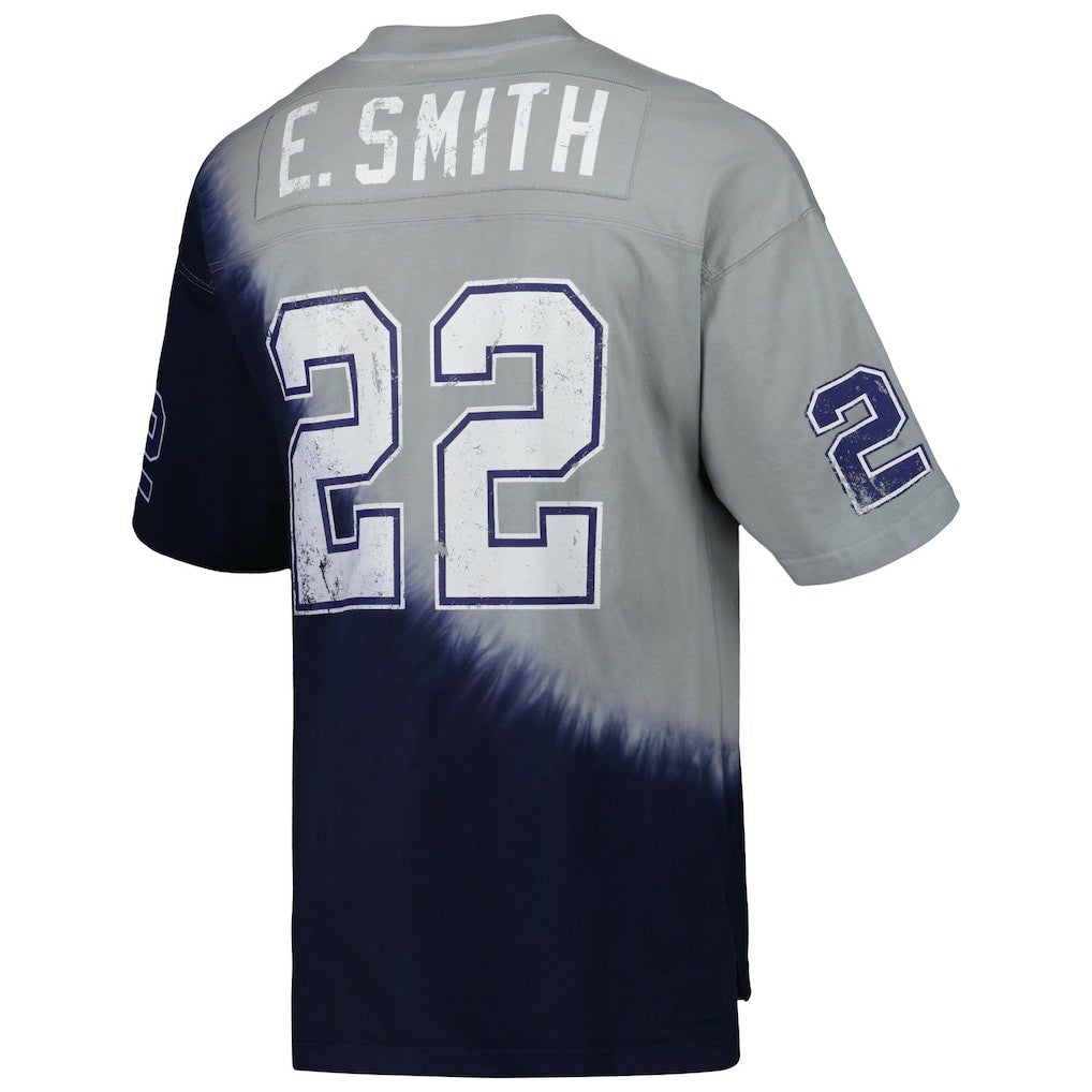 Dallas Cowboys Mitchell & Ness Emmitt Smith  Retired Player Name & Number Diagonal Tie-Dye V-Neck T-Shirt