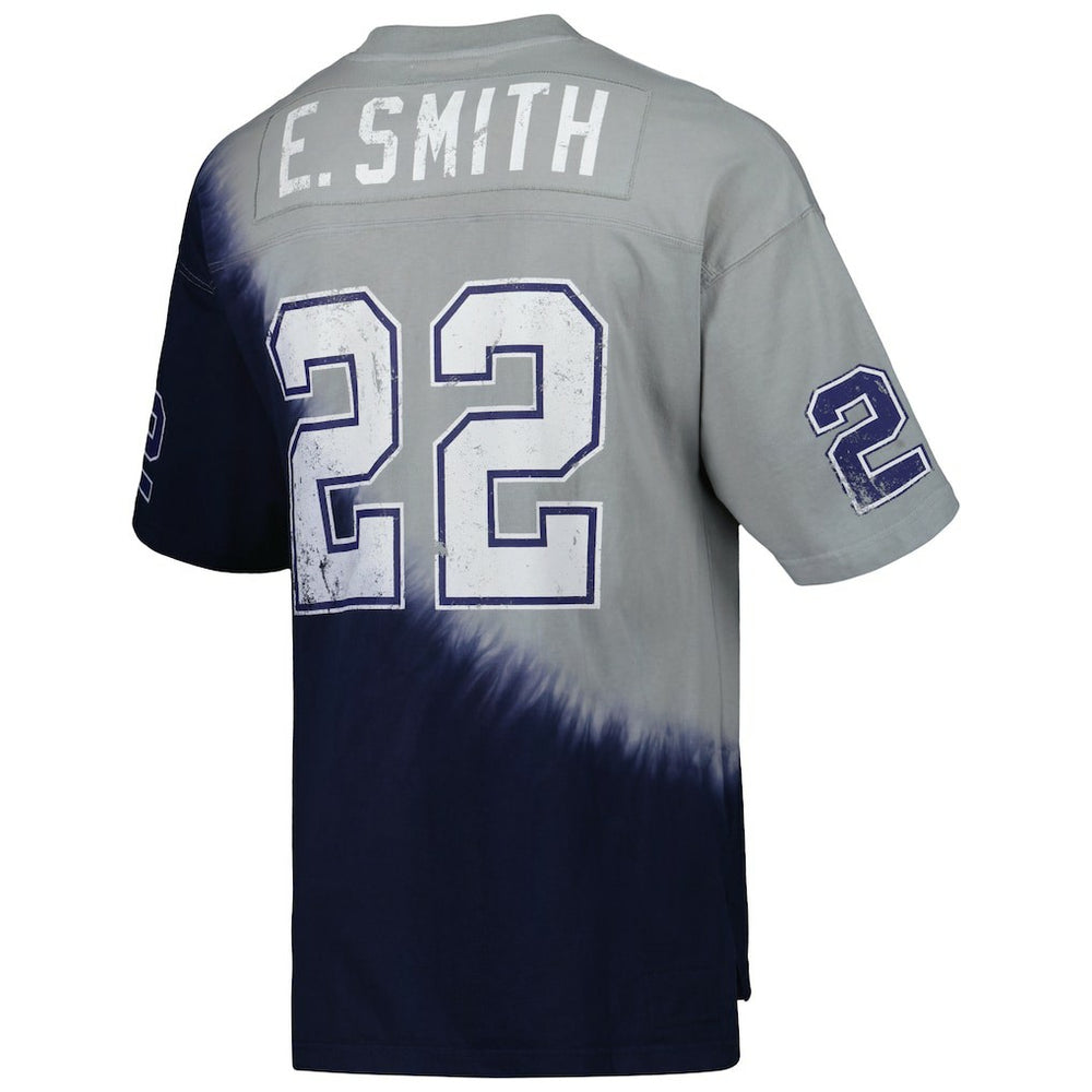 Dallas Cowboys Mitchell & Ness Emmitt Smith  Retired Player Name & Number Diagonal Tie-Dye V-Neck T-Shirt