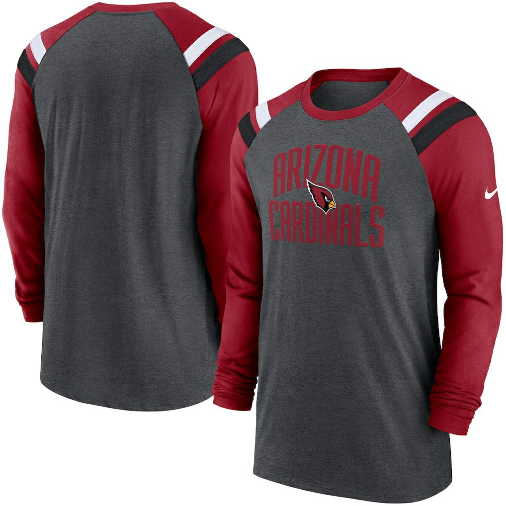 Arizona Cardinals Nike Tri-Blend Raglan Athletic Long Sleeve Fashion T-Shirt