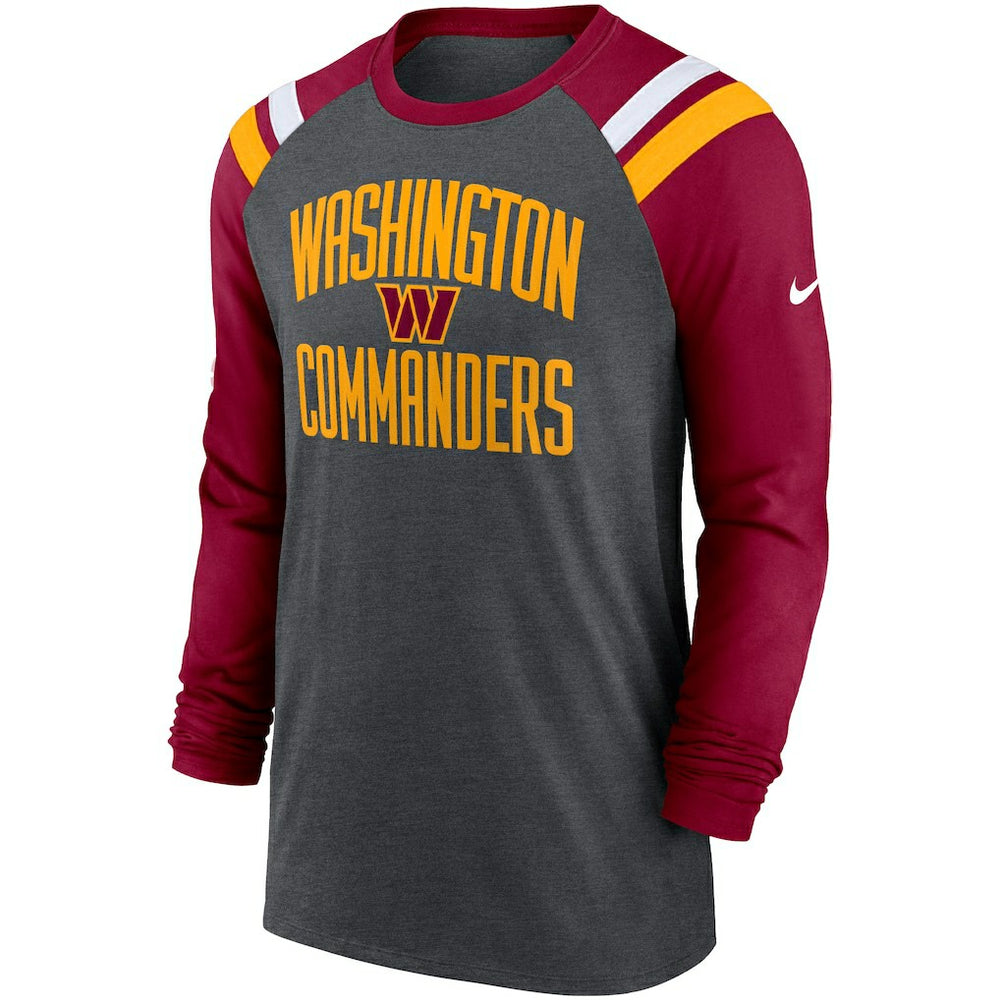 Washington Commanders Nike Tri-Blend Raglan Athletic Long Sleeve Fashion T-Shirt