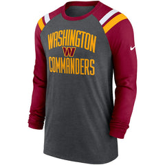Washington Commanders Nike Tri-Blend Raglan Athletic Long Sleeve Fashion T-Shirt