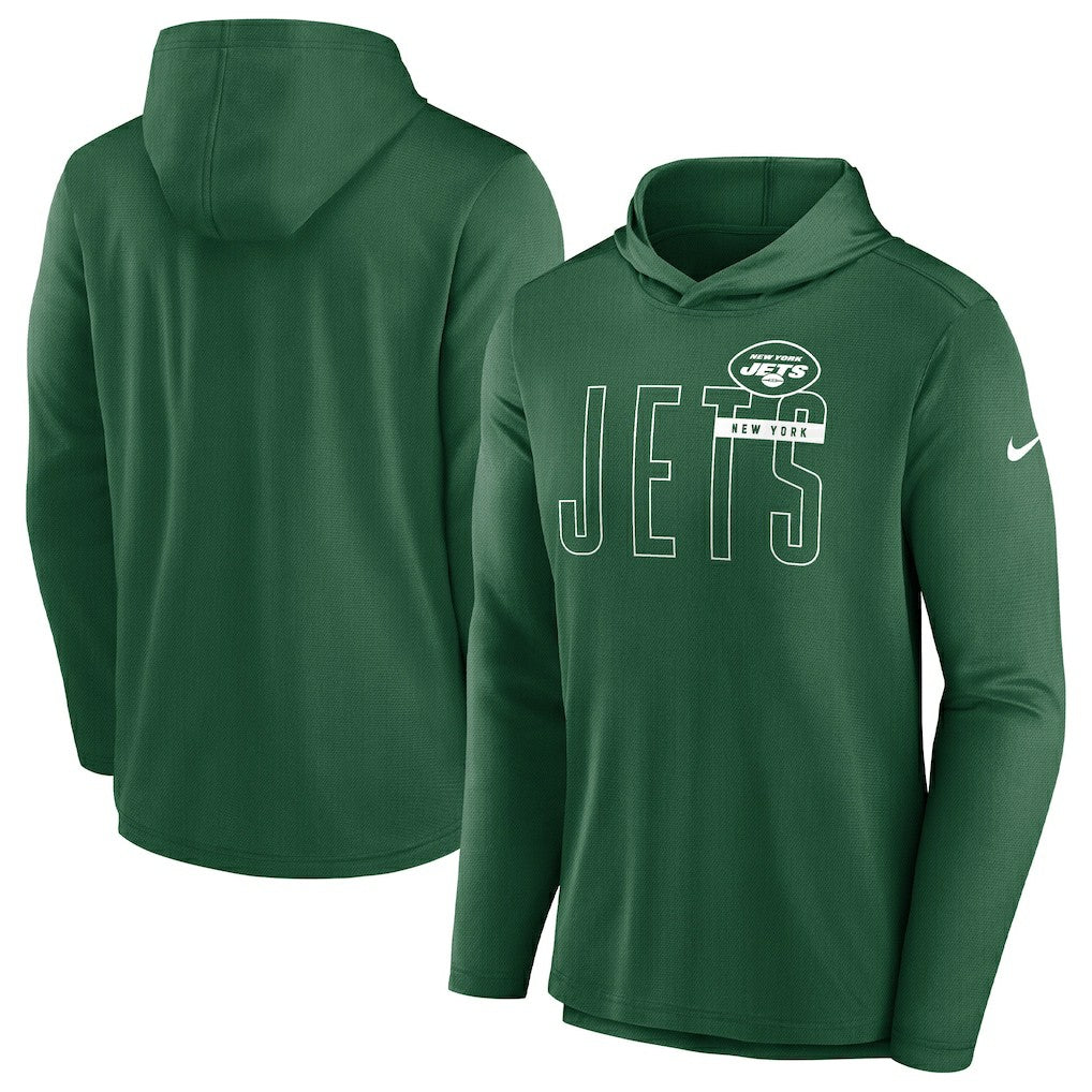 New York Jets Nike Lightweight Performance Hooded Long Sleeve T-Shirt