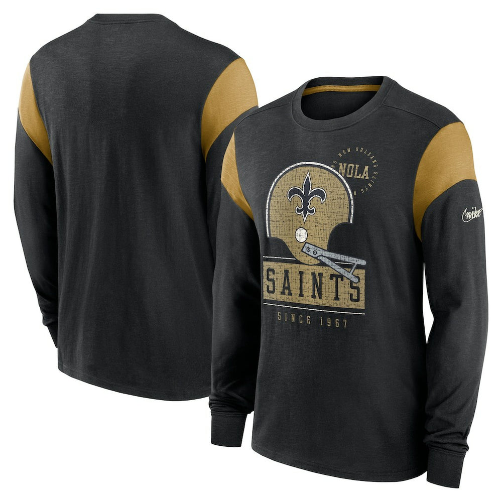 New Orleans Saints Nike Rewind Playback Helmet Long Sleeve T-Shirt