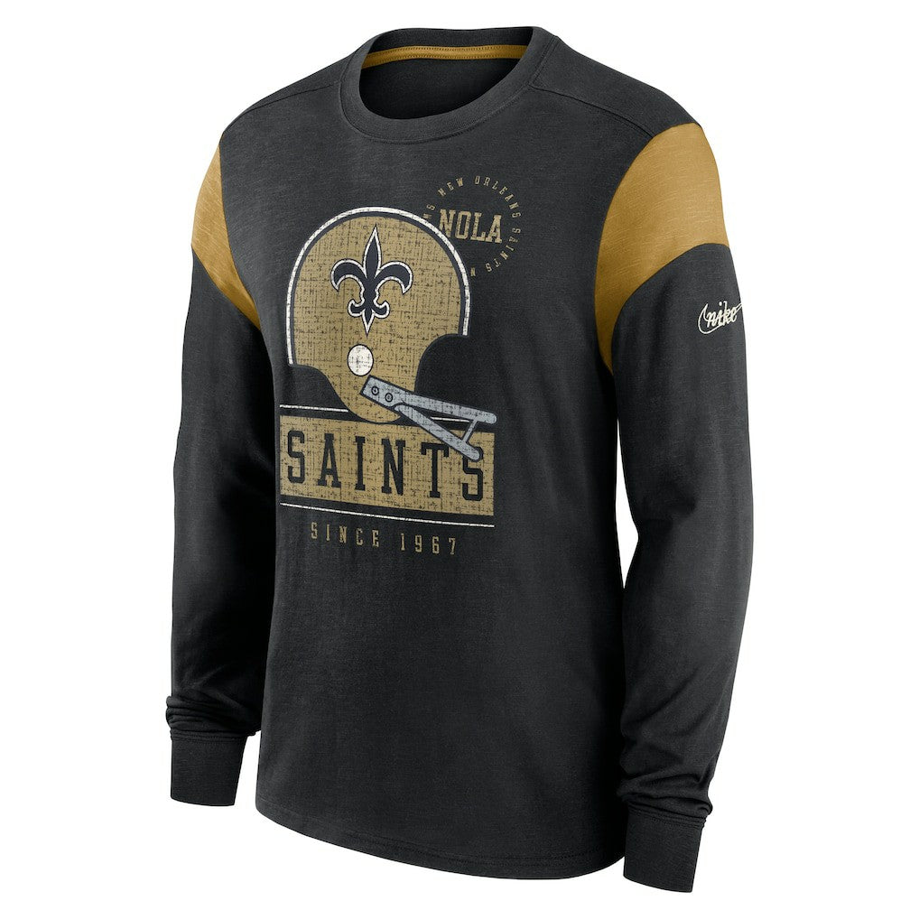 New Orleans Saints Nike Rewind Playback Helmet Long Sleeve T-Shirt