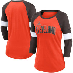 Cleveland Browns Nike Women's Football Pride Slub 3/4 Raglan Sleeve T-Shirt