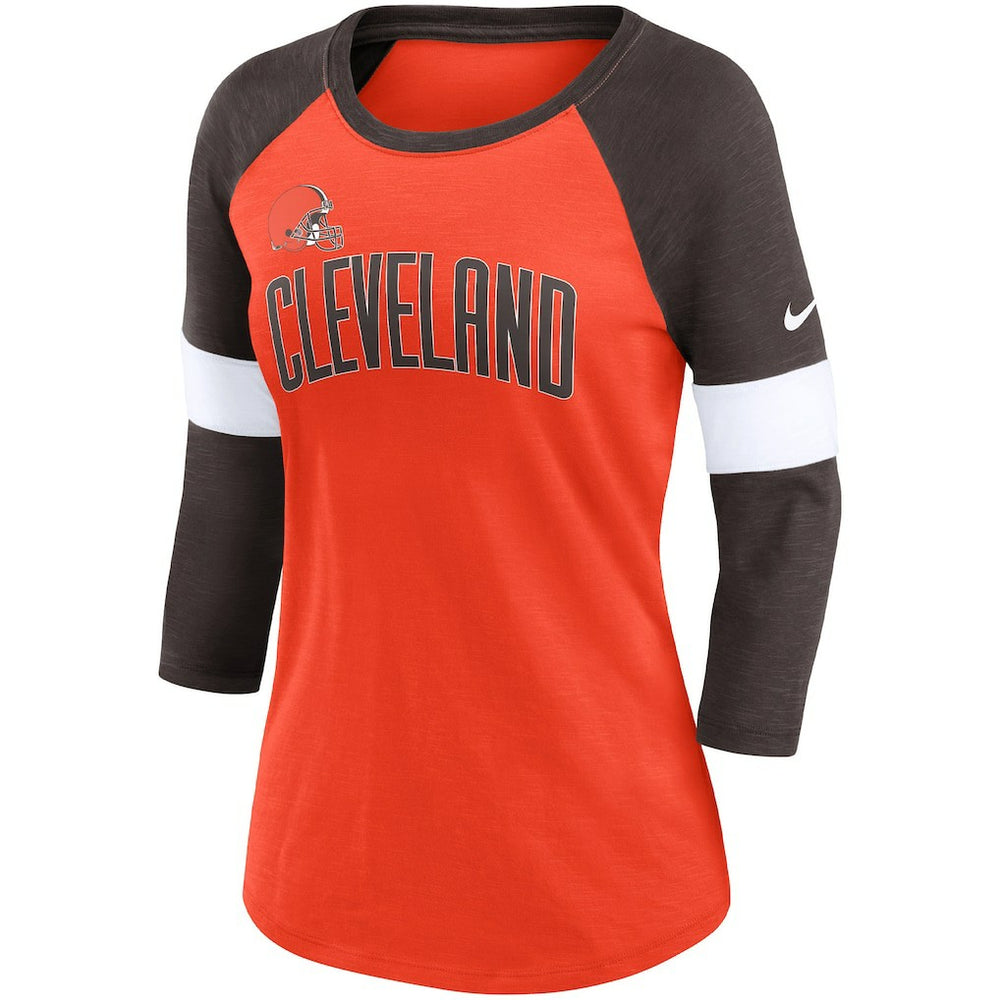 Cleveland Browns Nike Women's Football Pride Slub 3/4 Raglan Sleeve T-Shirt