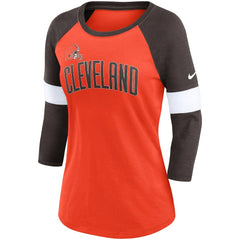 Cleveland Browns Nike Women's Football Pride Slub 3/4 Raglan Sleeve T-Shirt