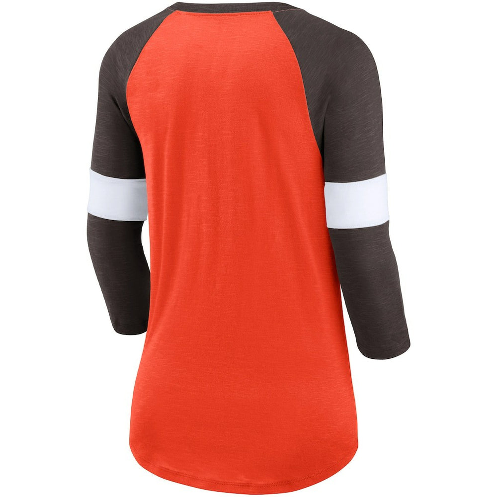 Cleveland Browns Nike Women's Football Pride Slub 3/4 Raglan Sleeve T-Shirt