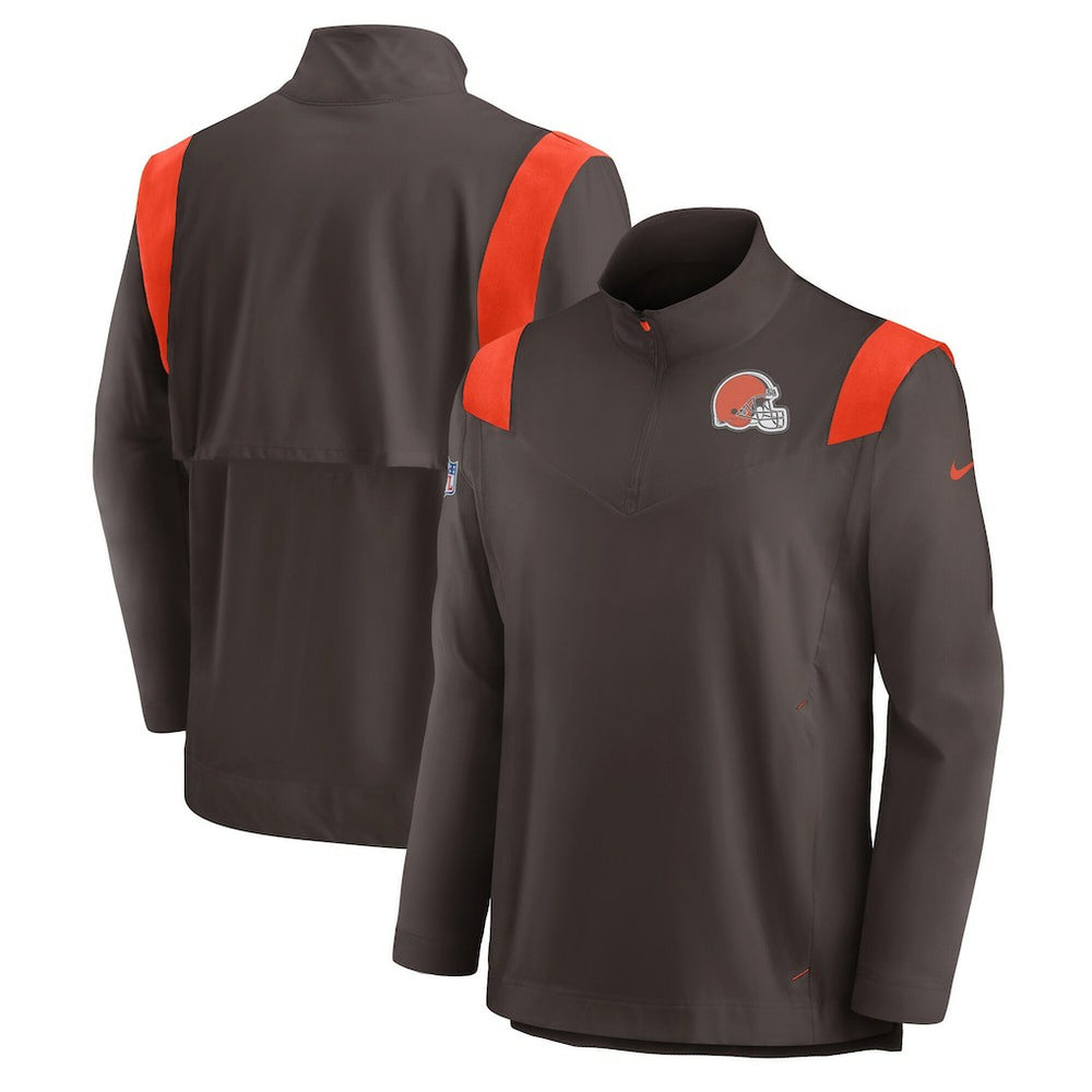 Cleveland Browns Nike Sideline Coach Chevron Lockup Quarter-Zip Long Sleeve Top