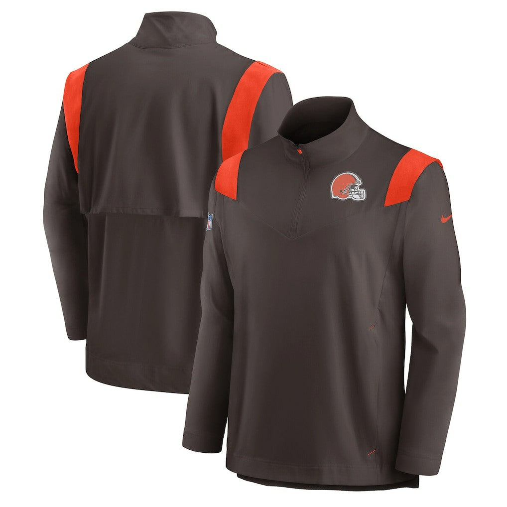 Cleveland Browns Nike Sideline Coach Chevron Lockup Quarter-Zip Long Sleeve Top