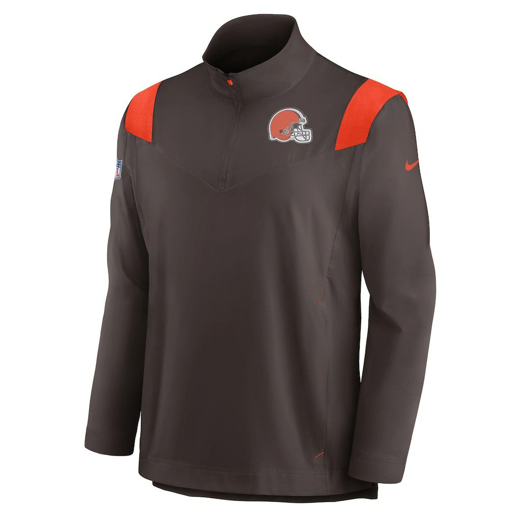 Cleveland Browns Nike Sideline Coach Chevron Lockup Quarter-Zip Long Sleeve Top