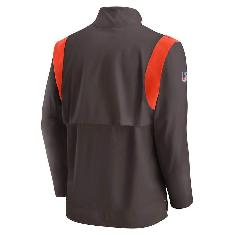 Cleveland Browns Nike Sideline Coach Chevron Lockup Quarter-Zip Long Sleeve Top