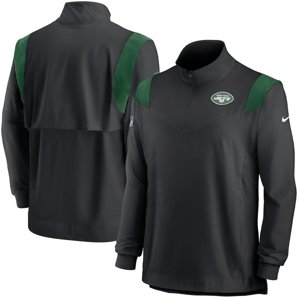 New York Jets Nike Sideline Coach Chevron Lockup Quarter-Zip Long Sleeve Top