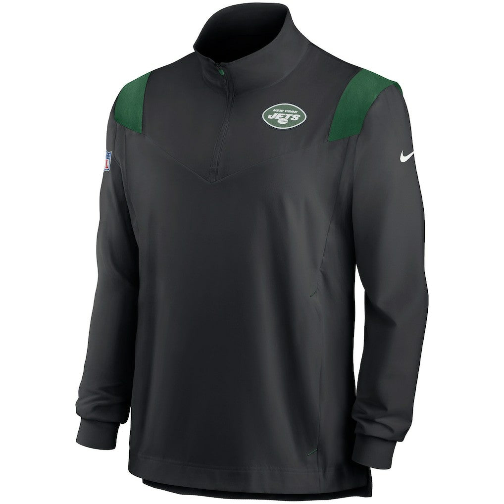 New York Jets Nike Sideline Coach Chevron Lockup Quarter-Zip Long Sleeve Top