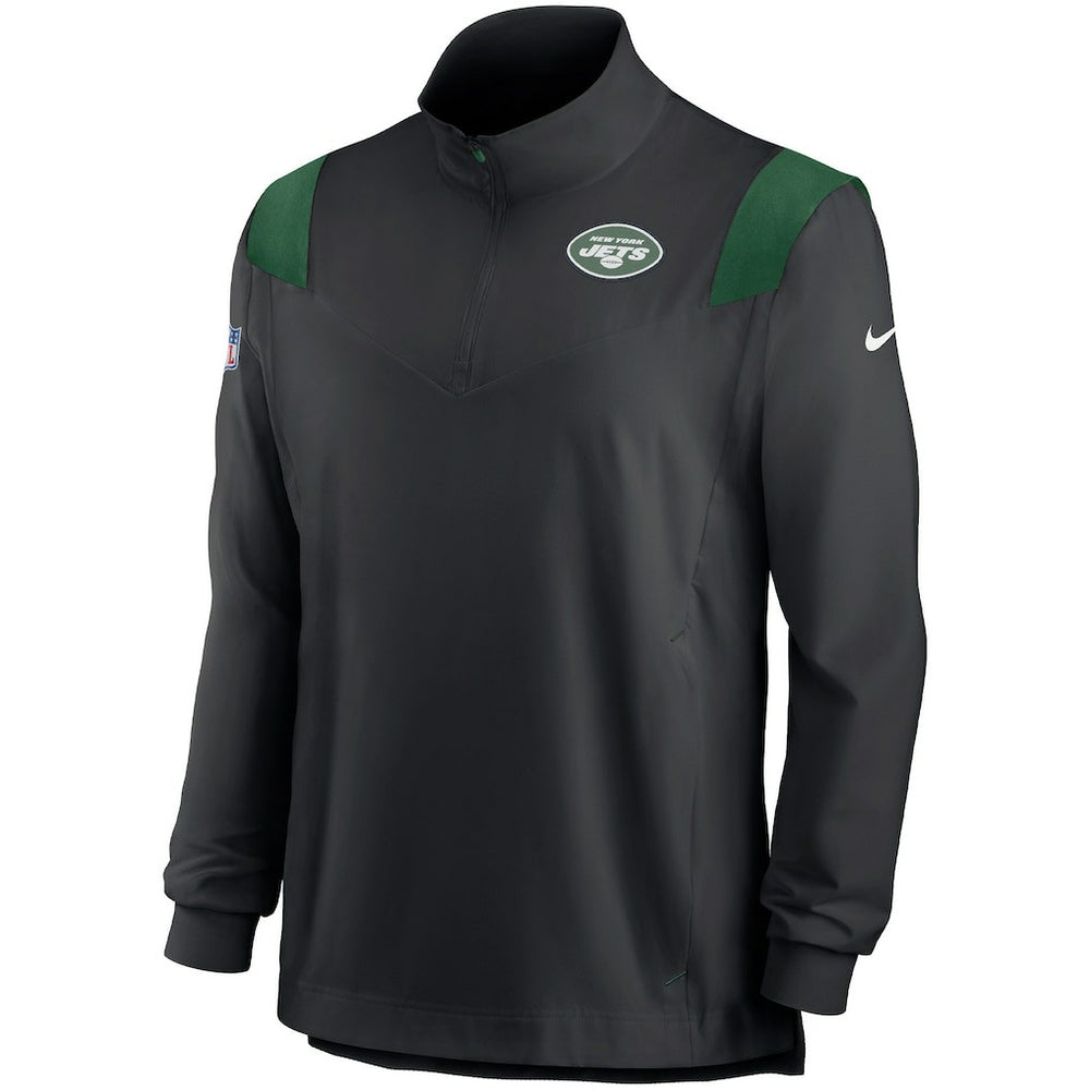 New York Jets Nike Sideline Coach Chevron Lockup Quarter-Zip Long Sleeve Top