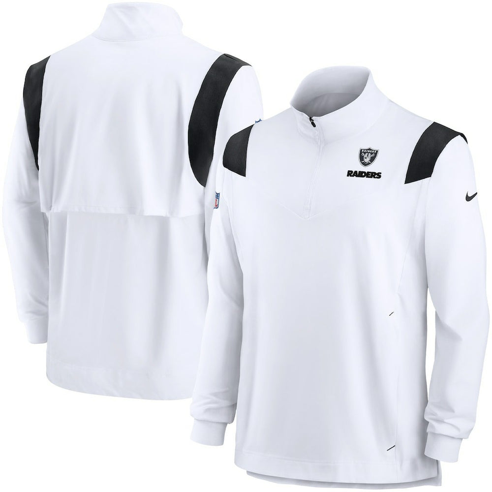 Las Vegas Raiders Nike Sideline Coach Chevron Lockup Quarter-Zip Long Sleeve Top