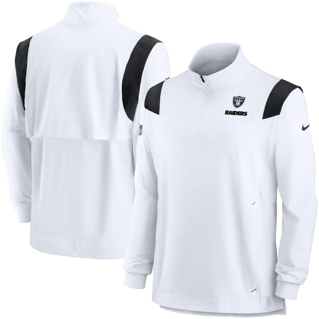 Las Vegas Raiders Nike Sideline Coach Chevron Lockup Quarter-Zip Long Sleeve Top