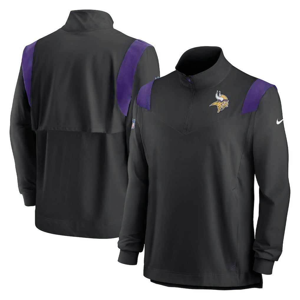 Minnesota Vikings Nike Sideline Coach Chevron Lockup Quarter-Zip Long Sleeve Top