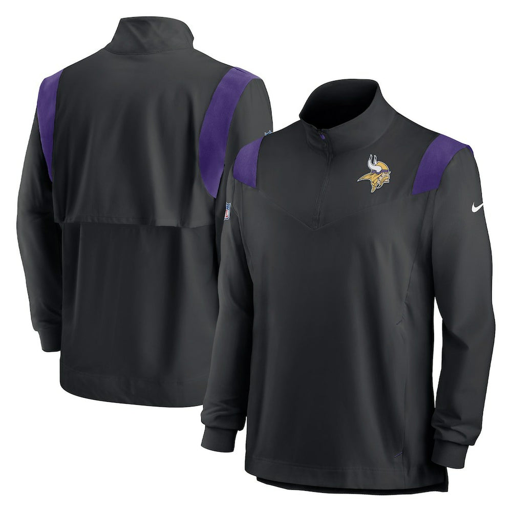 Minnesota Vikings Nike Sideline Coach Chevron Lockup Quarter-Zip Long Sleeve Top