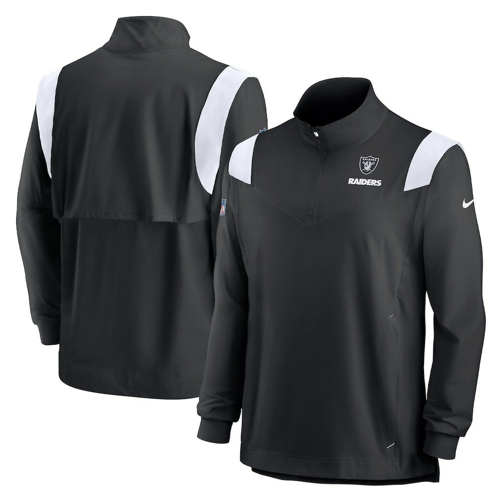 Las Vegas Raiders Nike Sideline Coach Chevron Lockup Quarter-Zip Long Sleeve Top